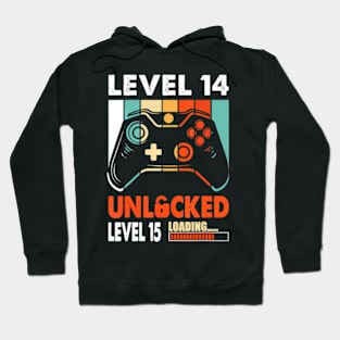 Level 14  Level 15 Loading 14th Birthday Video Hoodie